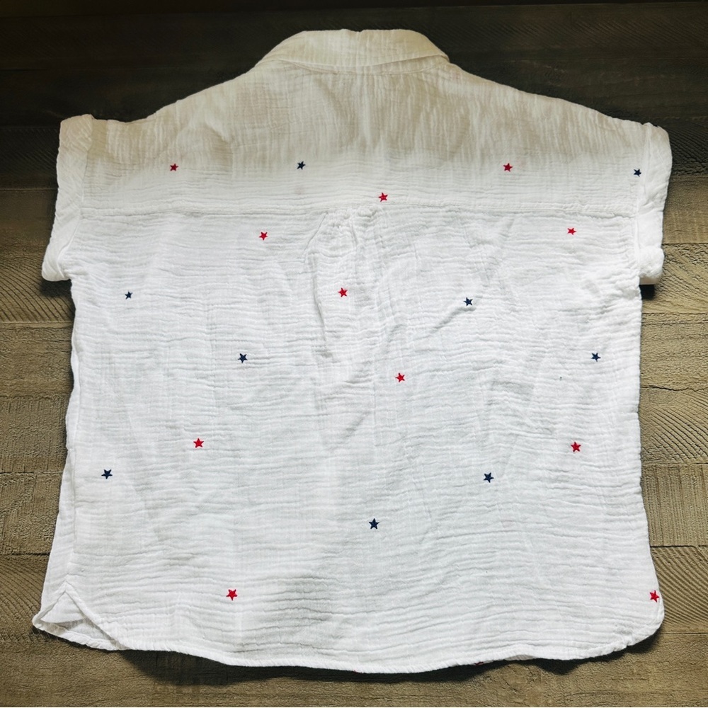 NWT Women’s Small | Beach Lunch Lounge | White Star Print Button Front Blouse - Picture 8 of 8